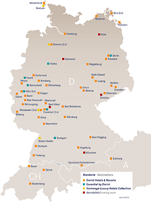 The locations of Dorint Hotels & Resorts